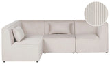 Modular Right Corner 4 Seater Sofa Beige Corduroy 4 Seater Sectional Sofa Modern Design Beliani