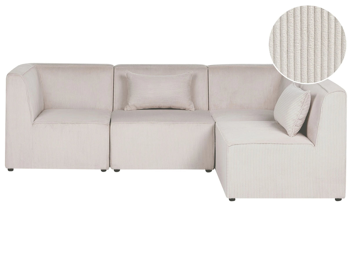 Modular Left Corner 4 Seater Sofa Beige Corduroy 4 Seater Sectional Sofa Modern Design Beliani