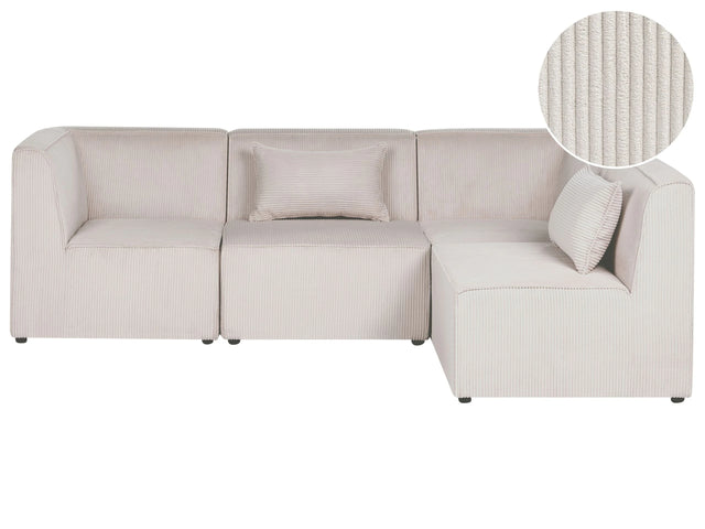 Modular Left Corner 4 Seater Sofa Beige Corduroy 4 Seater Sectional Sofa Modern Design Beliani