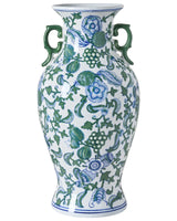 Flower Vase White and Blue Porcelain Decorative Table Accessory Antique Vintage Beliani