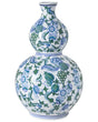 Flower Vase White and Blue Double Gourd Porcelain Decorative Table Accessory Antique Vintage Beliani