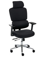Office Chair Black Polyester Upholstery Adjustable Armrests and Headrest Sliding Seat Height Adjustment Swivel Base Tilting Backrest Beliani