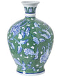 Flower Vase Green Porcelain Decorative Table Accessory Antique Vintage Beliani