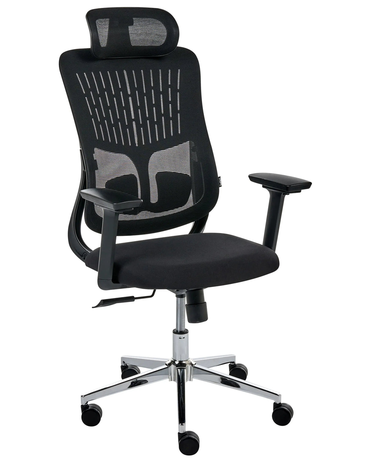Office Chair Black Mesh Upholstery Adjustable Armrests and Headrest Seat Height Adjustment Swivel Base Tilting Backrest Beliani