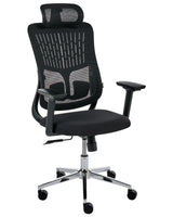 Office Chair Black Mesh Upholstery Adjustable Armrests and Headrest Seat Height Adjustment Swivel Base Tilting Backrest Beliani