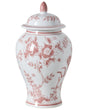 Flower Vase with Lid White and Red Lidded Ginger Jar Porcelain Decorative Table Accessory Antique Vintage Beliani