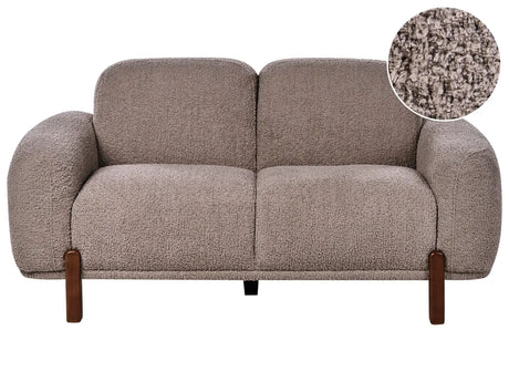 2 Seater Sofa  Taupe Boucle Upholstery Soft Modern Organic Low Curvilinear Beliani