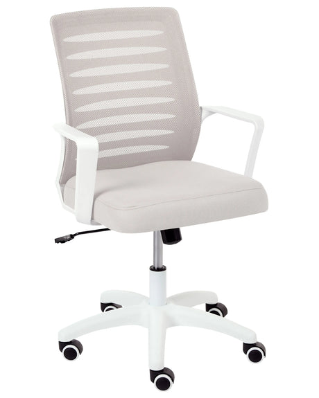 Office Chair Light Grey Mesh Fabric Upholstery Swivel Tilting Backrest Adjustable Height Home Office Beliani