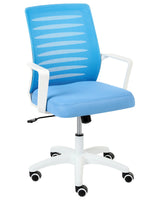 Office Chair Blue Mesh Fabric Upholstery Swivel Tilting Backrest Adjustable Height Home Office Beliani