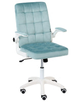 Office Chair Light Blue Velvet Upholstery Tilting Backrest Adjustable Armrest &amp; Height Swivel Home Office Beliani