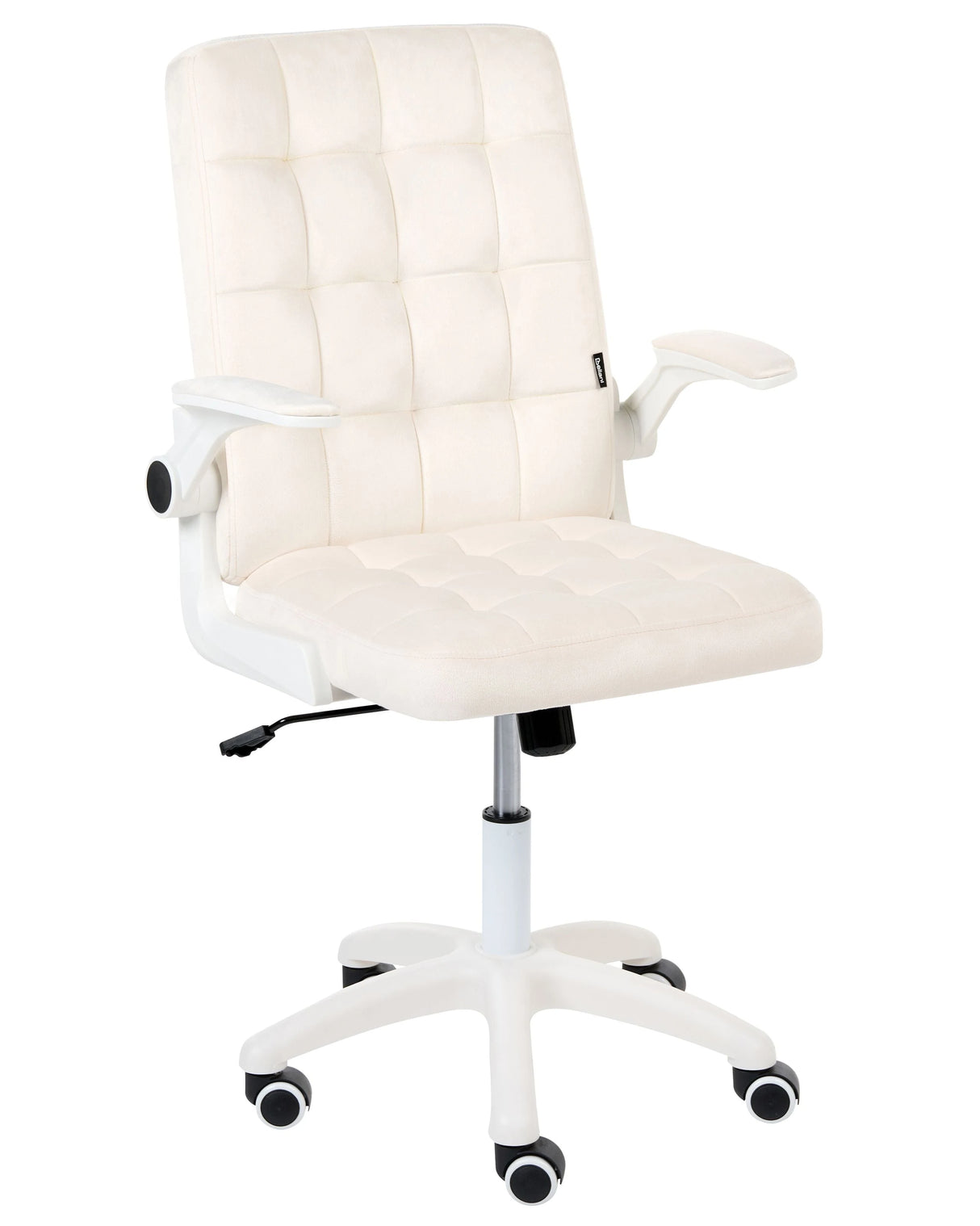 Office Chair Off-White Velvet Upholstery Tilting Backrest Adjustable Armrest &amp; Height Swivel Home Office Beliani