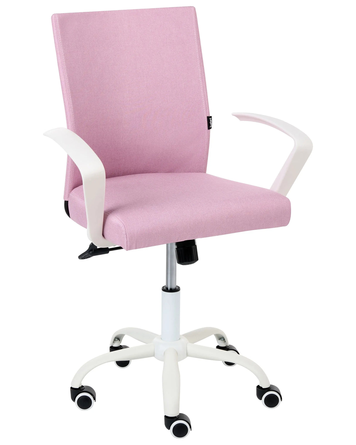 Office Chair Pink Fabric Upholstery Iron Legs Adjustable Height and Backrest Swivel Home Office Beliani