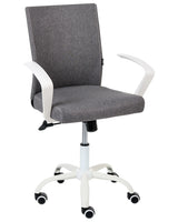 Office Chair Dark Grey Fabric Upholstery Iron Legs Adjustable Height and Backrest Swivel Home Office Beliani