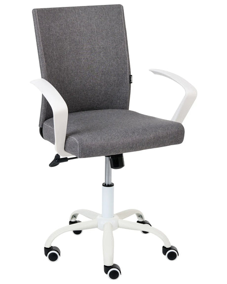 Office Chair Dark Grey Fabric Upholstery Iron Legs Adjustable Height and Backrest Swivel Home Office Beliani