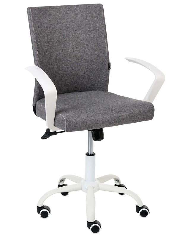 Office Chair Dark Grey Fabric Upholstery Iron Legs Adjustable Height and Backrest Swivel Home Office Beliani