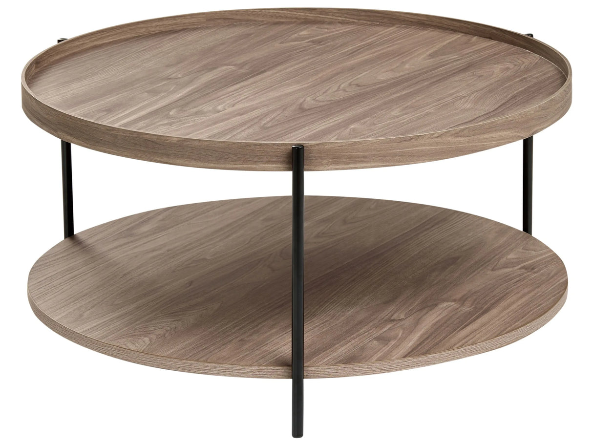 Coffee Table Dark Brown Metal Frame  78 cm Round Shelf Modern Design Beliani