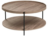 Coffee Table Dark Brown Metal Frame  78 cm Round Shelf Modern Design Beliani