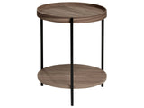 Side Table Dark Brown MDF Metal  49 cm Frame Round Shelf Modern Design Beliani