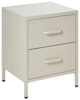 Bedside Table Beige Steel Nightstand Industrial Design 2 Drawers Bedroom Storage Furniture Beliani