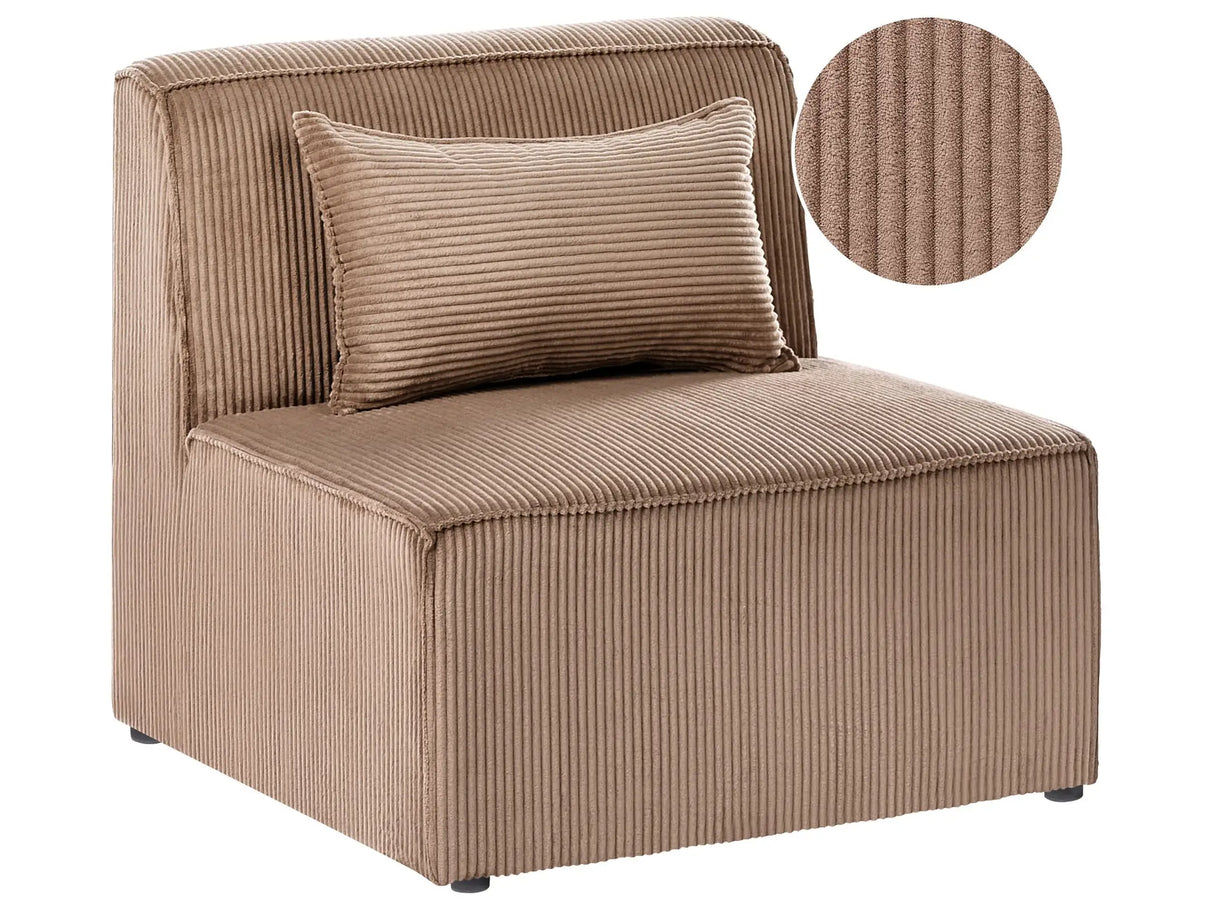 1-Seat Section Sand Beige Corduroy Jumbo Cord Sofa Module Modern Single-Seat Beliani