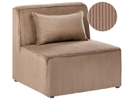 1-Seat Section Sand Beige Corduroy Jumbo Cord Sofa Module Modern Single-Seat Beliani