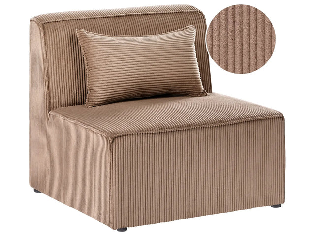 1-Seat Section Sand Beige Corduroy Jumbo Cord Sofa Module Modern Single-Seat Beliani