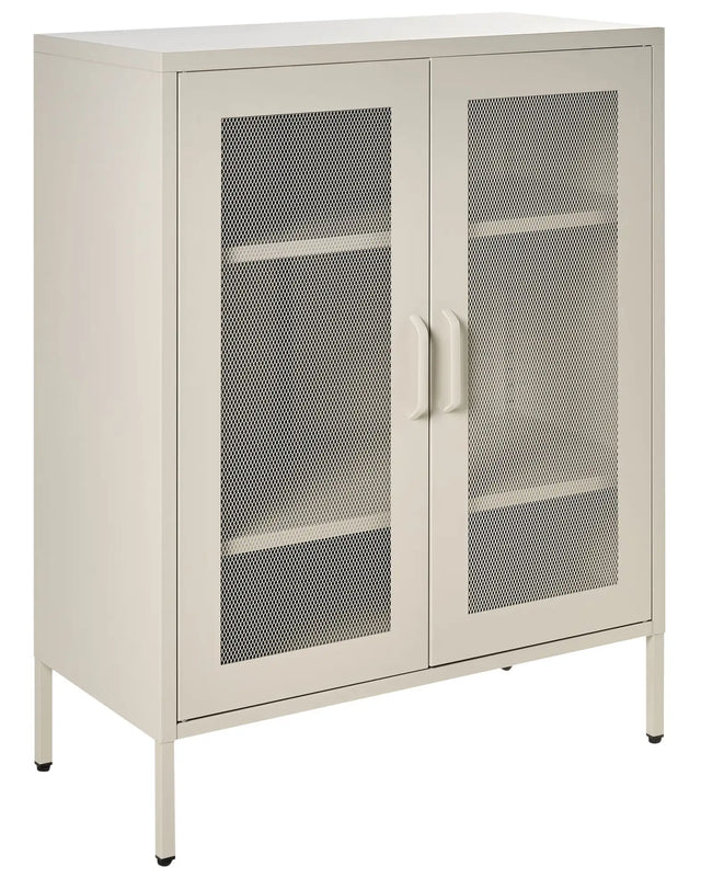 Office Cabinet Beige Metal 2 Doors Locks Keys Industrial Design Home Office Furniture Beliani