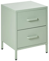 Bedside Table Mint Green Steel Nightstand Industrial Design 2 Drawers Bedroom Storage Furniture Beliani