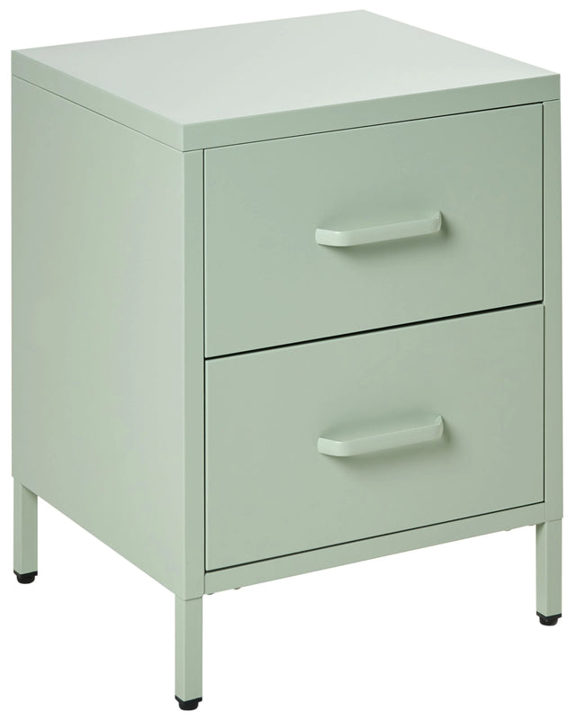 Bedside Table Mint Green Steel Nightstand Industrial Design 2 Drawers Bedroom Storage Furniture Beliani