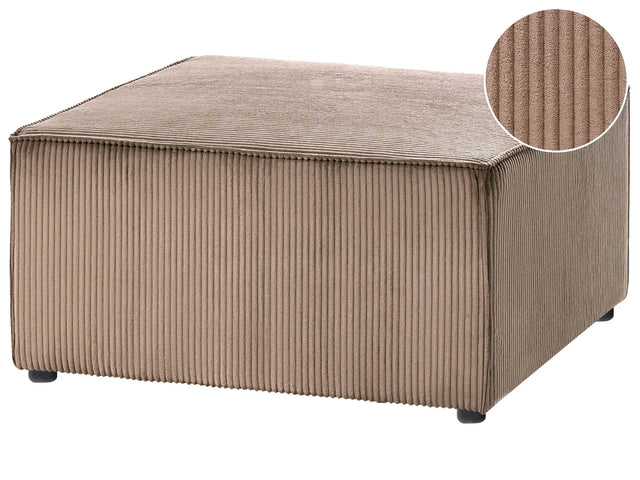Ottoman Sand Beige Corduroy Upholstered Square Footstool Modern Design Beliani