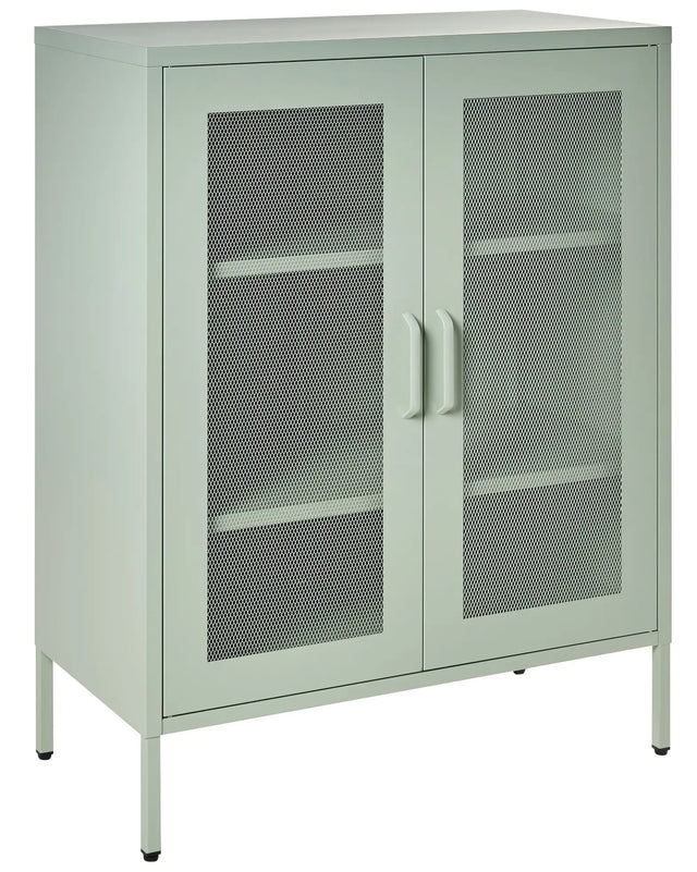 Office Cabinet Mint Green Metal 2 Doors Locks Keys Industrial Design Home Office Furniture Beliani