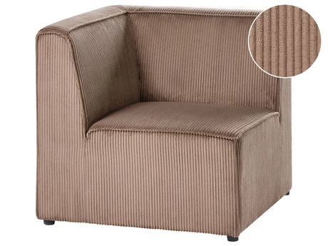 Corner Section Sand Beige Corduroy 1-Seat Jumbo Cord Left Hand Sofa Module Modern Single-Seat Beliani
