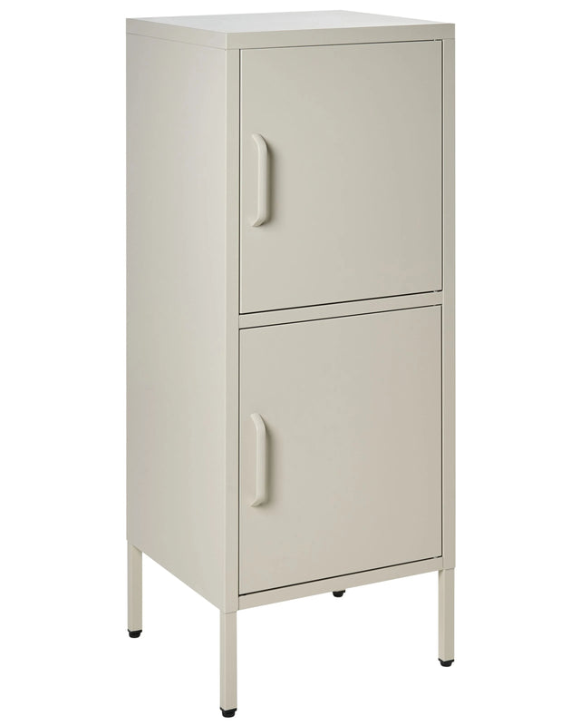 2 Door Storage Cabinet Beige Metal Home Office Unit Steel 4 Shelves Beliani