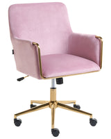 Executive Office Chair Pastel Pink Velvet Upholstery Seat Height Adjustment Titl Swivel Padding Beliani