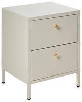 Bedside Table Beige Steel Nightstand Industrial Design 2 Drawers Bedroom Storage Furniture Beliani