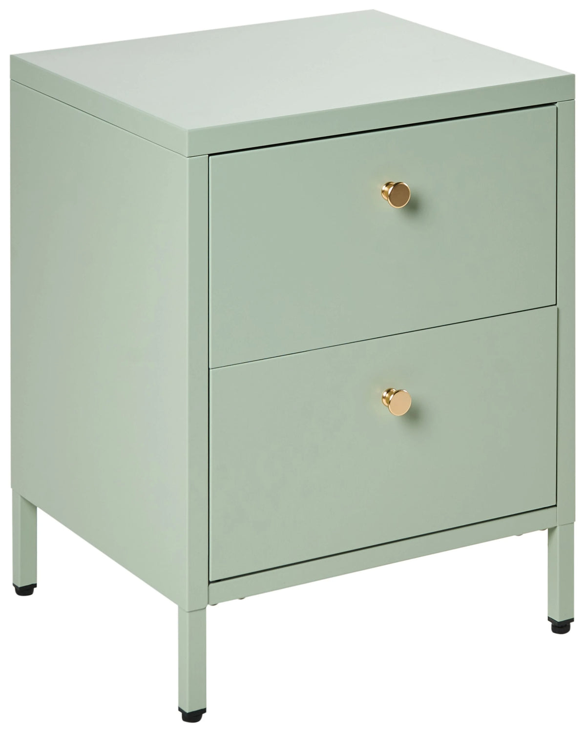 Bedside Table Mint Green Steel Nightstand Industrial Design 2 Drawers Bedroom Storage Furniture Beliani