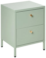 Bedside Table Mint Green Steel Nightstand Industrial Design 2 Drawers Bedroom Storage Furniture Beliani