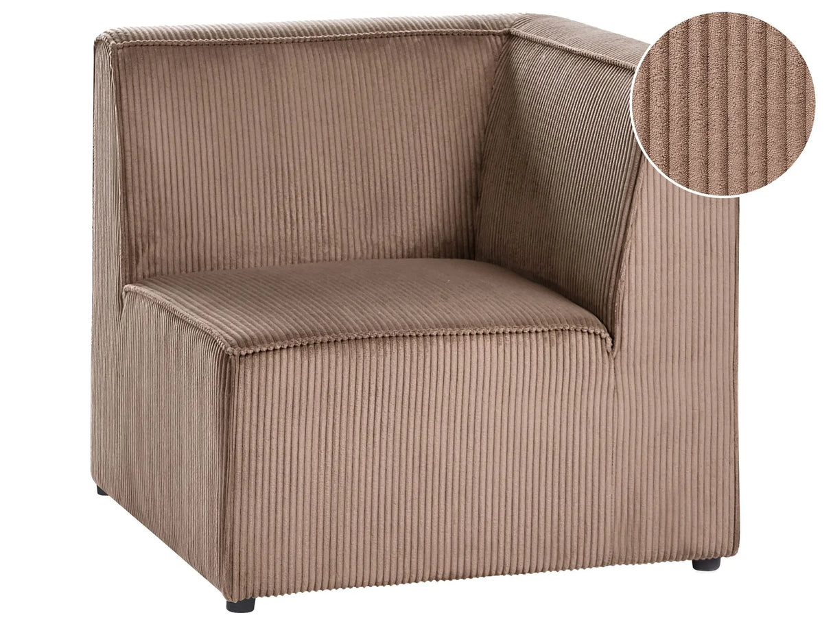 Corner Section Sand Beige Corduroy 1-Seat Jumbo Cord Right Hand Sofa Module Modern Single-Seat Beliani