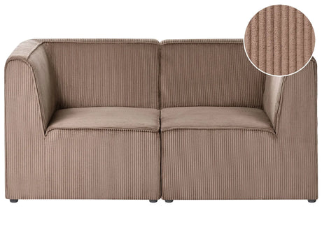 Modular 2 Seater Sofa Sand Beige Corduroy Sectional Two Piece Sofa Modern Jumbo Cord Minimalistic Style Beliani