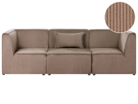 Modular 3 Seater Sofa Sand Beige Corduroy Sectional Two Piece Sofa Modern Jumbo Cord Minimalistic Style Beliani