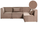 Modular Left Corner 4 Seater Sofa Sand Beige Corduroy 4 Seater Sectional Sofa Modern Design Beliani