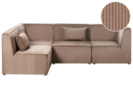 Modular Right Corner 4 Seater Sofa Sand Beige Corduroy 4 Seater Sectional Sofa Modern Design Beliani