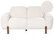 2 Seater Sofa  White Boucle Upholstery Soft Modern Organic Low Curvilinear Beliani