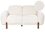 2 Seater Sofa  White Boucle Upholstery Soft Modern Organic Low Curvilinear Beliani