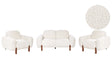 4 Seater Living Room Set White Boucle Upholstery 2 Seater Sofa and 2 Armchairs Soft Modern Organic Low Curvilinear Beliani