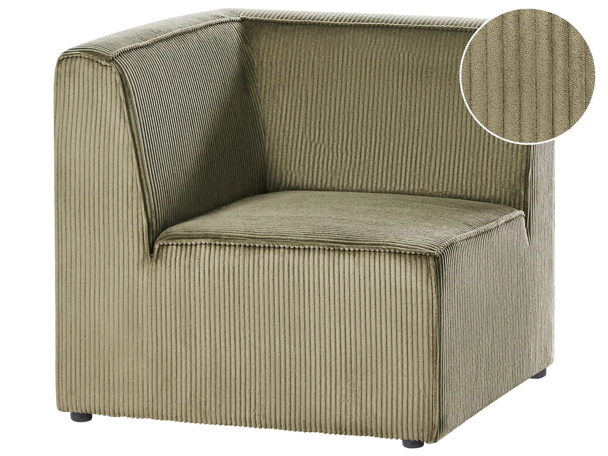 Corner Section Green Corduroy 1-Seat Jumbo Cord Left Hand Sofa Module Modern Single-Seat Beliani