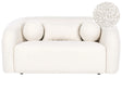 2 Seater Sofa  White Boucle Upholstery Soft Modern Organic Low Curvilinear Beliani