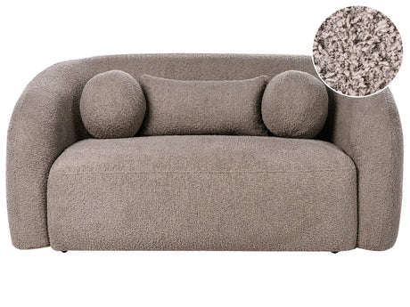 2 Seater Sofa Taupe Boucle Upholstery Soft Modern Organic Low Curvilinear Beliani