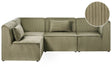 Modular Right Corner 4 Seater Sofa Green Corduroy 4 Seater Sectional Sofa Modern Design Beliani