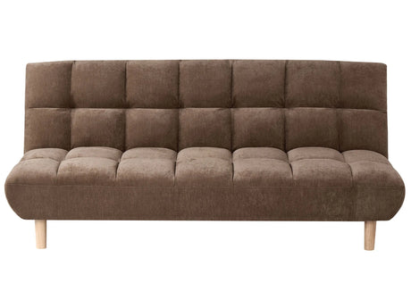 Sofa Bed Brown Fabric Upholstery Wooden Legs 2 Seater Tufted Backrest Ouilted Seat Modern Design Armless Beliani